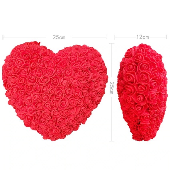 25cm Red Heart Shape Artificial Forever Rose Foam Birthday Gift Girlfriend Decor - Picture 3 of 3